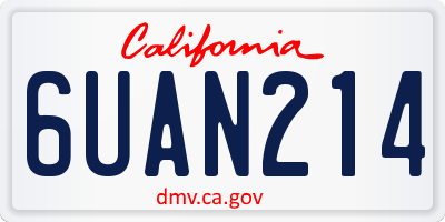 CA license plate 6UAN214