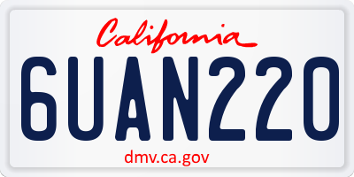 CA license plate 6UAN220