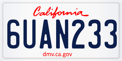 CA license plate 6UAN233