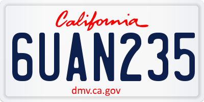 CA license plate 6UAN235