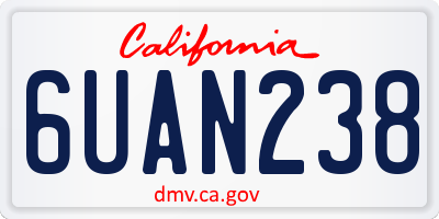 CA license plate 6UAN238