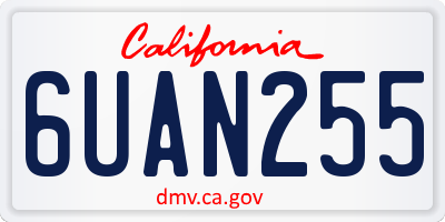 CA license plate 6UAN255