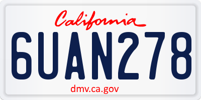 CA license plate 6UAN278