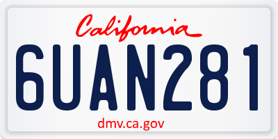 CA license plate 6UAN281