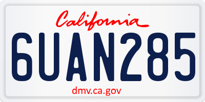 CA license plate 6UAN285