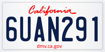 CA license plate 6UAN291
