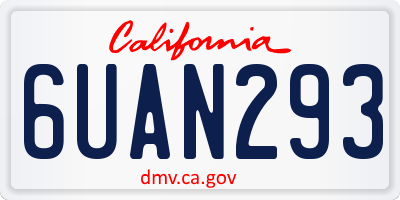 CA license plate 6UAN293