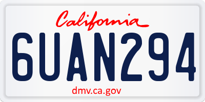 CA license plate 6UAN294