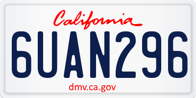 CA license plate 6UAN296