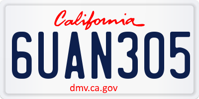 CA license plate 6UAN305