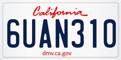 CA license plate 6UAN310