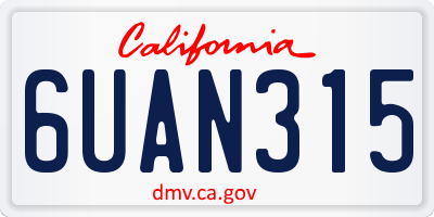 CA license plate 6UAN315
