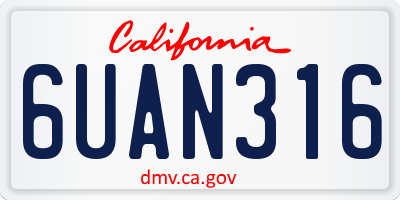 CA license plate 6UAN316