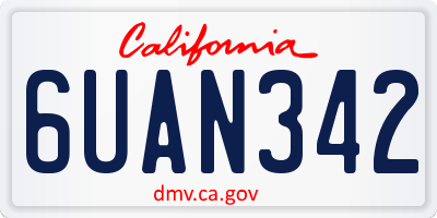 CA license plate 6UAN342