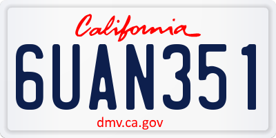 CA license plate 6UAN351