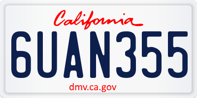 CA license plate 6UAN355