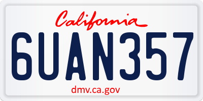 CA license plate 6UAN357