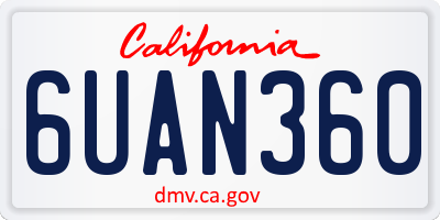 CA license plate 6UAN360