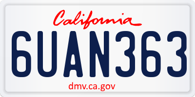 CA license plate 6UAN363