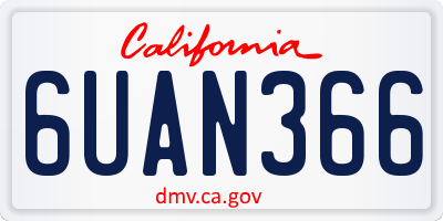 CA license plate 6UAN366