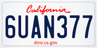 CA license plate 6UAN377