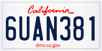 CA license plate 6UAN381