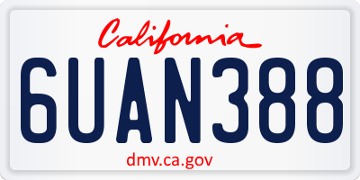 CA license plate 6UAN388
