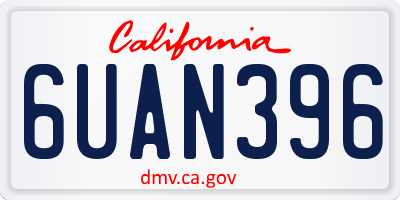 CA license plate 6UAN396