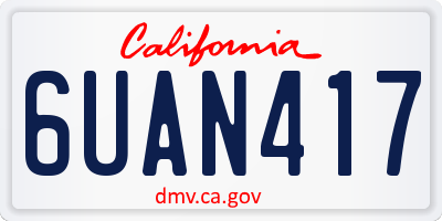 CA license plate 6UAN417