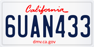 CA license plate 6UAN433