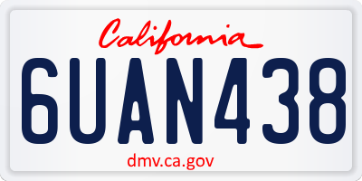 CA license plate 6UAN438