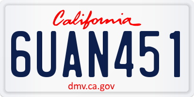 CA license plate 6UAN451