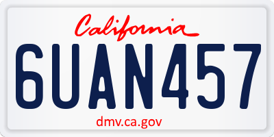 CA license plate 6UAN457