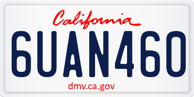 CA license plate 6UAN460