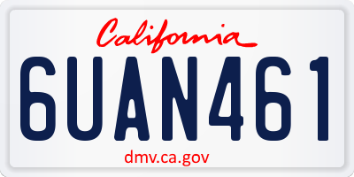 CA license plate 6UAN461
