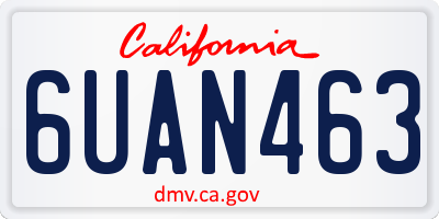 CA license plate 6UAN463