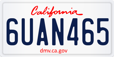 CA license plate 6UAN465