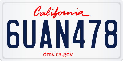 CA license plate 6UAN478