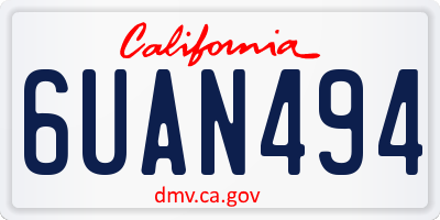 CA license plate 6UAN494