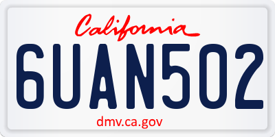 CA license plate 6UAN502