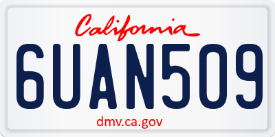 CA license plate 6UAN509