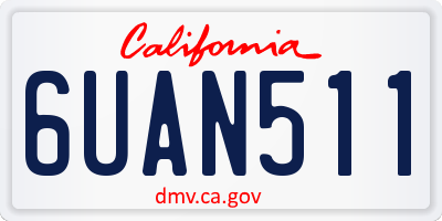 CA license plate 6UAN511