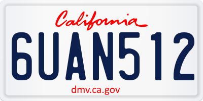 CA license plate 6UAN512