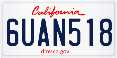 CA license plate 6UAN518