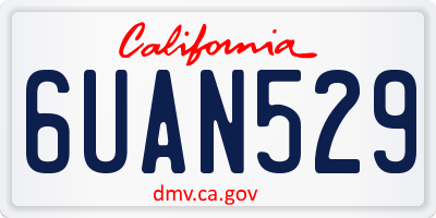 CA license plate 6UAN529
