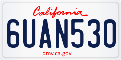 CA license plate 6UAN530
