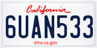 CA license plate 6UAN533