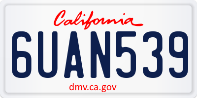 CA license plate 6UAN539