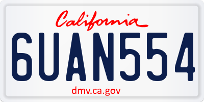 CA license plate 6UAN554