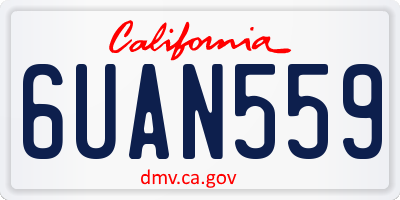 CA license plate 6UAN559
